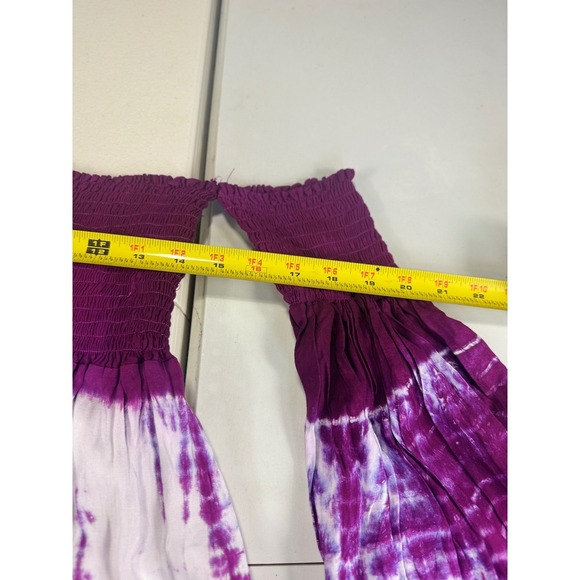Just From Bali Purple Tie Dye Off Shoulder Bell Sleeve midi‎ Dress one size S ,M - Picture 11 of 15